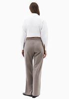 Bayan Bej Çizgili Straight-Fit Pantolon