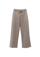 Bayan Bej Çizgili Straight-Fit Pantolon