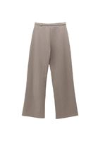 Bayan Bej Çizgili Straight-Fit Pantolon