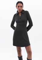 Bayan Yeşil Polo Yaka Mini Elbise