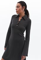 Bayan Yeşil Polo Yaka Mini Elbise