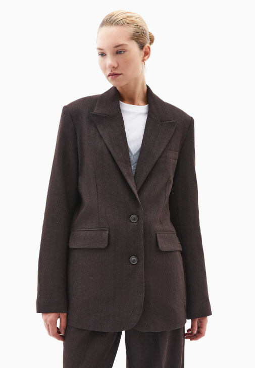 Boyfriend Blazer Ceket ve Wide-Leg Pantolon Kombini