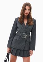 Bayan Çok Renkli Kemer Detaylı Oversize Ceket