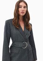 Bayan Çok Renkli Kemer Detaylı Oversize Ceket