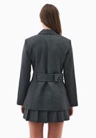 Bayan Çok Renkli Kemer Detaylı Oversize Ceket