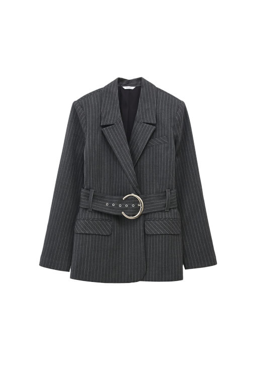 Kemerli Ceket ve Mini Etek Kombini