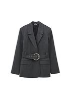 Bayan Çok Renkli Kemer Detaylı Oversize Ceket