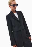 Bayan Siyah Crop Blazer Ceket