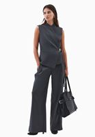 Bayan Füme Yüksek Bel Wide-Leg Pantolon