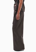 Bayan Kahverengi Yüksek Bel Wide-Leg Pantolon