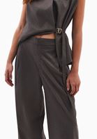 Bayan Kahverengi Yüksek Bel Wide-Leg Pantolon