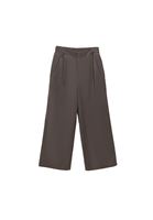 Bayan Kahverengi Yüksek Bel Wide-Leg Pantolon