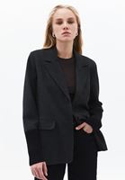 Bayan Siyah Düğmeli Blazer Ceket