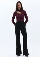 Bayan Siyah Yüksek Bel Bootcut Pantolon