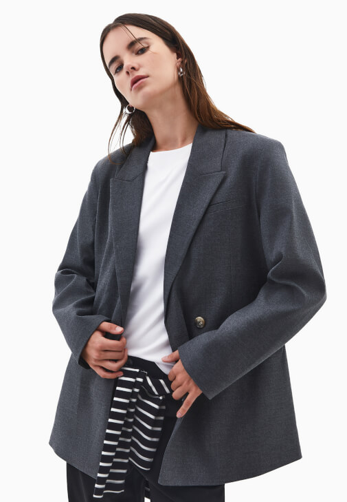 Füme Düğmeli Oversize Ceket