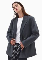 Bayan Füme Düğmeli Oversize Ceket