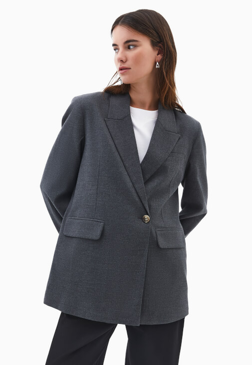 Düğmeli Ceket ve Wide-Leg Pantolon Kombini