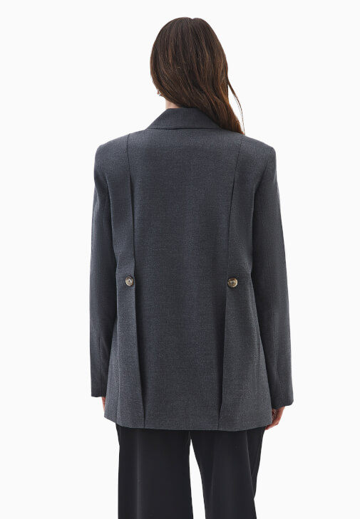 Düğmeli Ceket ve Wide-Leg Pantolon Kombini