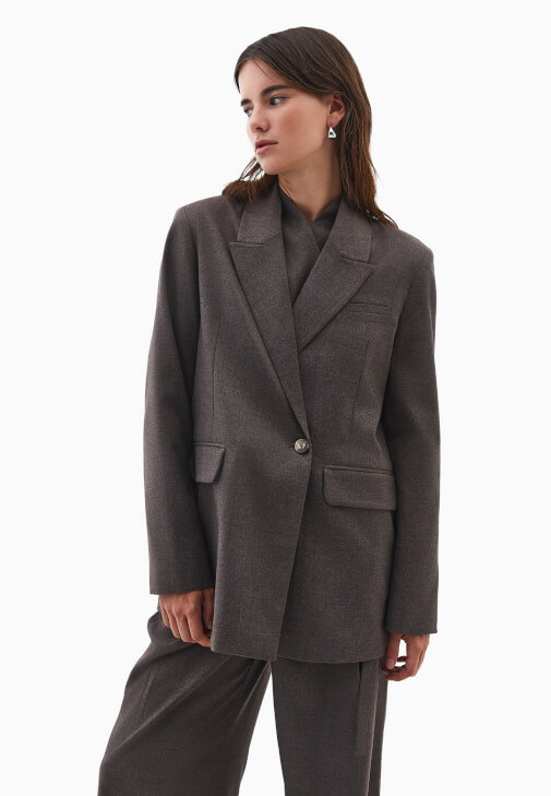 Düğmeli Ceket ve Yüksek Bel Pantolon Kombini