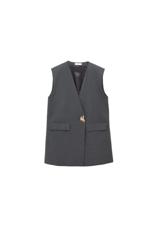 V Yaka Yelek ve Wide-Leg Pantolon Kombini