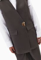 Bayan Kahverengi Oversize V Yaka Yelek