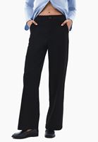 Bayan Siyah Orta Bel Straight-Fit Pantolon