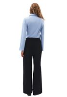 Bayan Siyah Orta Bel Straight-Fit Pantolon
