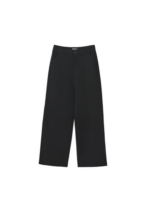 Straight-Fit Kumaş Pantolon ve Ajurlu Atlet Kombini