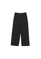 Bayan Siyah Orta Bel Straight-Fit Pantolon