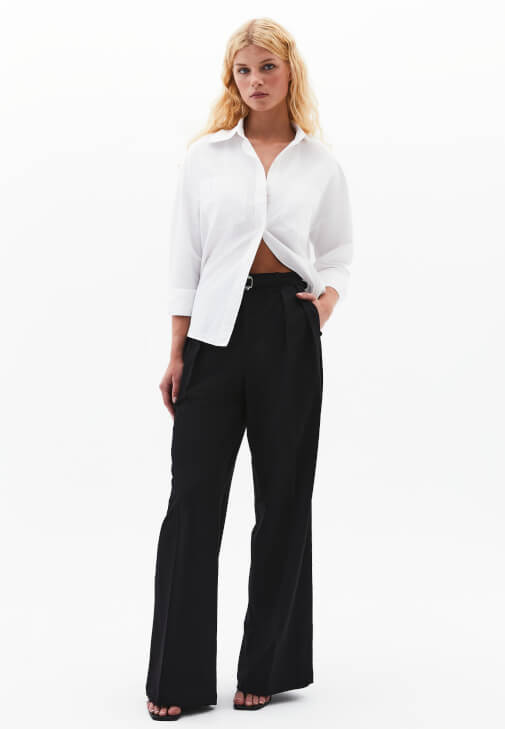  Yüksek Bel Wide-Leg Pantolon