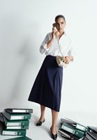 Bayan Lacivert Yüksek Bel Uzun Etek