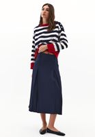 Bayan Lacivert Yüksek Bel Uzun Etek