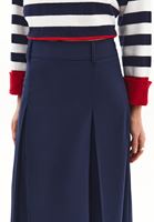 Bayan Lacivert Yüksek Bel Uzun Etek