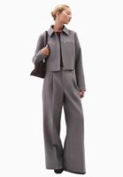 Bayan Gri Yüksek Bel Straight-Fit Pantolon