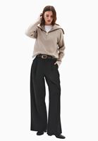 Bayan Siyah Yüksek Bel Wide-Leg Pantolon