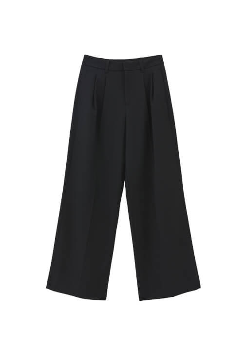 Wide-Leg Kumaş Pantolon ve Triko Kazak Kombini