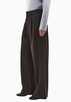 Bayan Kahverengi Yüksek Bel Wide-Leg Pantolon