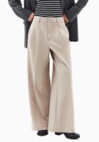 Bayan Bej Yüksek Bel Wide-Leg Pantolon