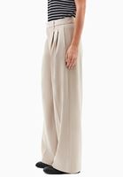 Bayan Bej Yüksek Bel Wide-Leg Pantolon