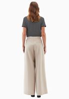 Bayan Bej Yüksek Bel Wide-Leg Pantolon