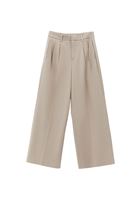 Bayan Bej Yüksek Bel Wide-Leg Pantolon