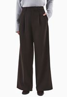 Bayan Kahverengi Yüksek Bel Wide-Leg Pantolon