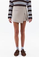 Bayan Bej Yüksek Bel Şort Etek