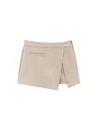 Bayan Bej Yüksek Bel Şort Etek