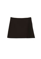 Bayan Kahverengi Yırtmaçlı Mini Şort Etek