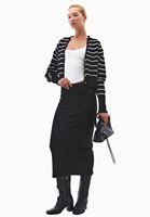 Bayan Siyah Yüksek Bel Yırtmaçlı Etek