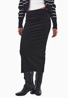 Bayan Siyah Yüksek Bel Yırtmaçlı Etek