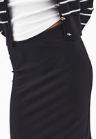 Bayan Siyah Yüksek Bel Yırtmaçlı Etek