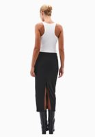 Bayan Siyah Yüksek Bel Yırtmaçlı Etek