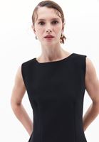 Women Black Boat Neck Mini Dress